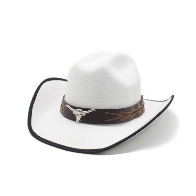 Cow head accessories wide brim women's cowboy hat