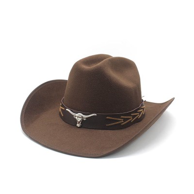 Cow head accessories wide brim women's cowboy hat