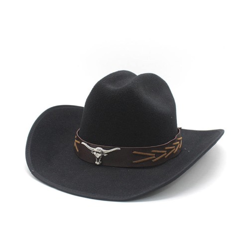 Cow head accessories wide brim women's cowboy hat