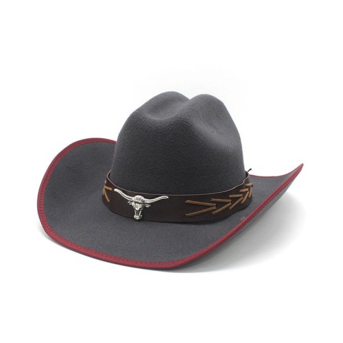 Cow head accessories wide brim women's cowboy hat