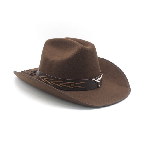 Cow head accessories wide brim women's cowboy hat