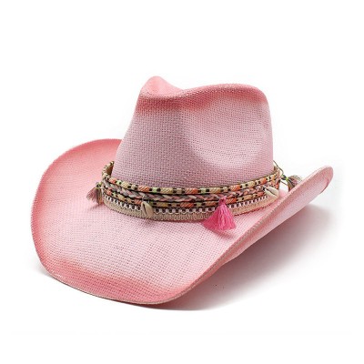 High quality gradient women's straw cowboy hat