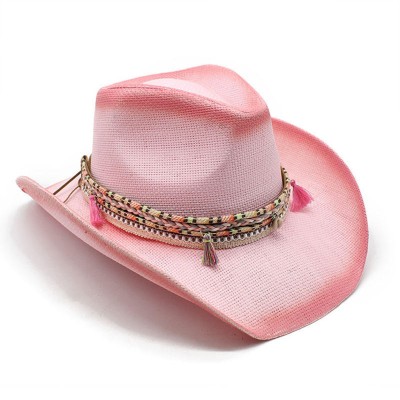 High quality gradient women's straw cowboy hat