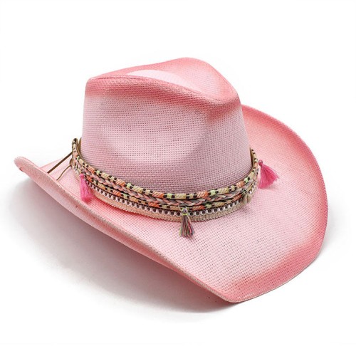High quality gradient women's straw cowboy hat