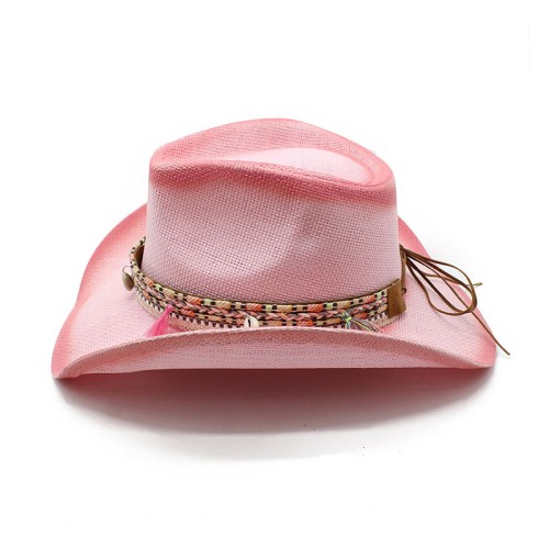 High quality gradient women's straw cowboy hat