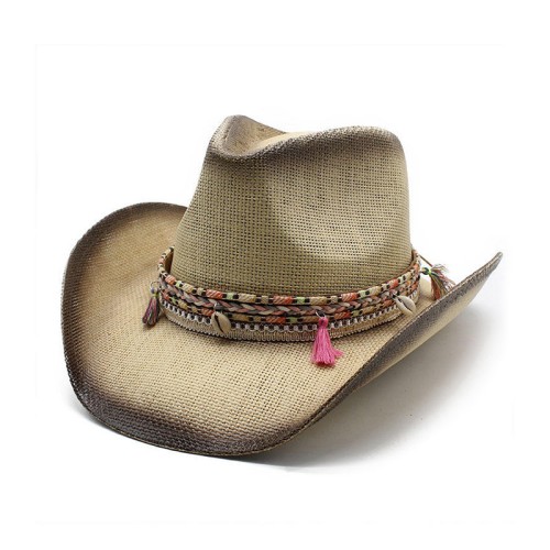 High quality gradient women's straw cowboy hat
