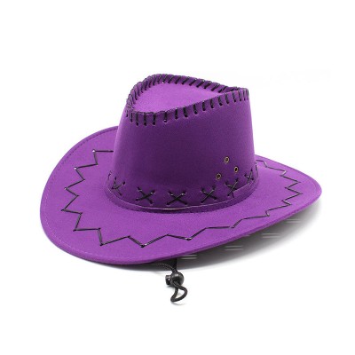 Windproof wide brim women's suede cowboy hat