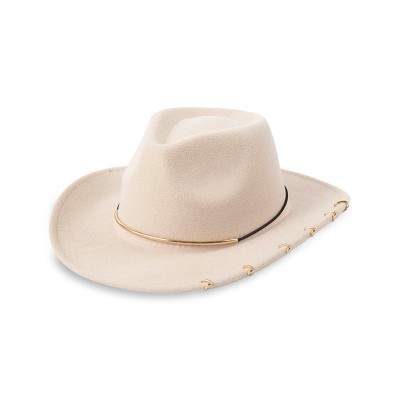 Women's gold hoop detail suede cowboy hat