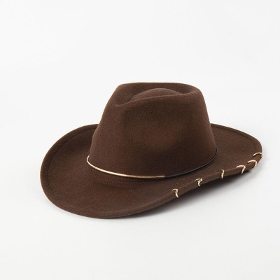 Women's gold hoop detail suede cowboy hat