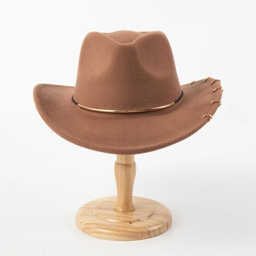 Women's gold hoop detail suede cowboy hat