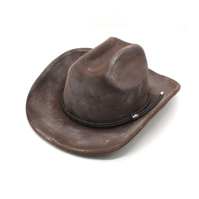 Distressed wide brim comfortable women's cowboy hat