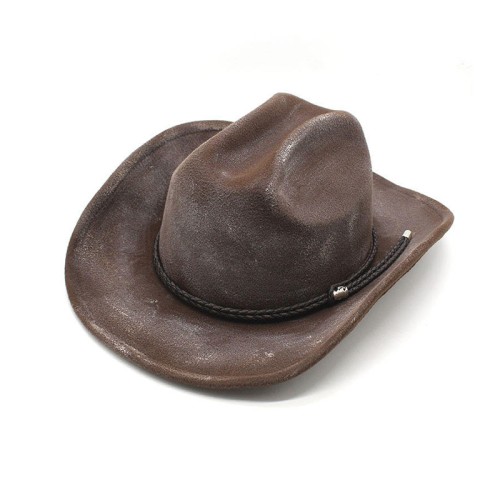 Distressed wide brim comfortable women's cowboy hat