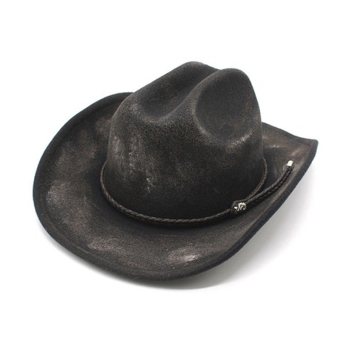 Distressed wide brim comfortable women's cowboy hat
