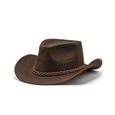 Retro waterproof women's genuine leather cowboy hat