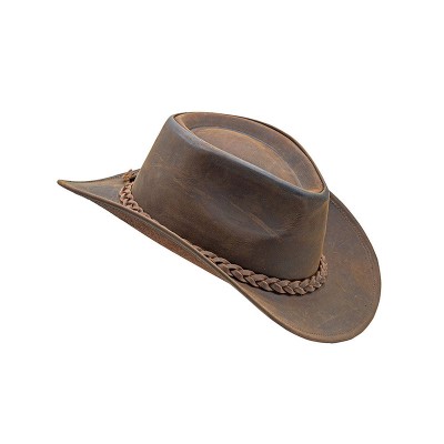 Retro waterproof women's genuine leather cowboy hat