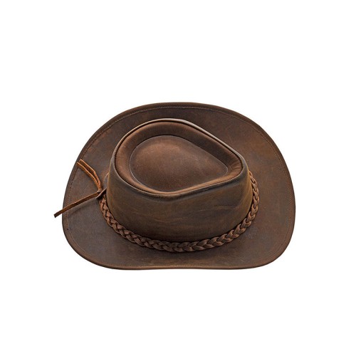 Retro waterproof women's genuine leather cowboy hat