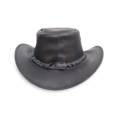 Vintage wide brim leather women's cowboy hat