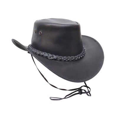 Vintage wide brim leather women's cowboy hat