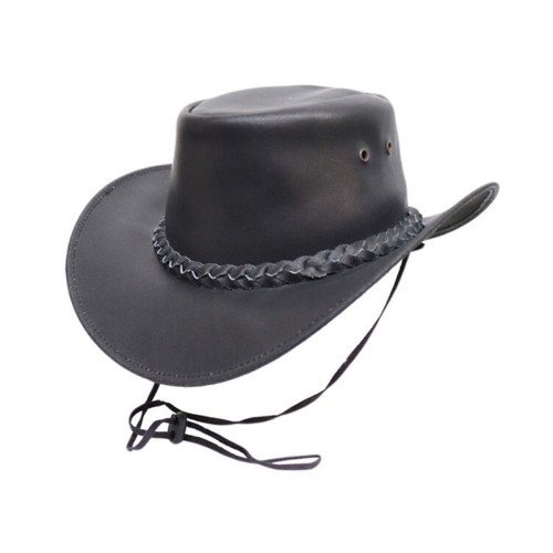 Vintage wide brim leather women's cowboy hat