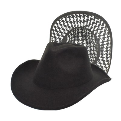 New fashion houndstooth women's cowboy hat