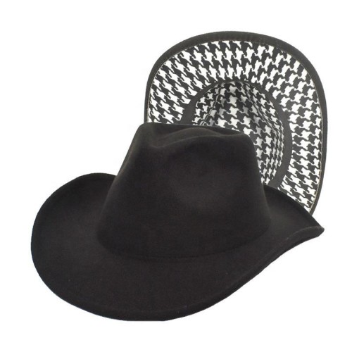 New fashion houndstooth women's cowboy hat