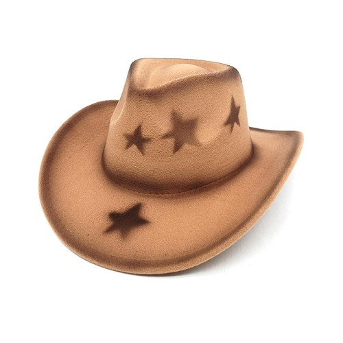 Star print fashion women's suede cowboy hat