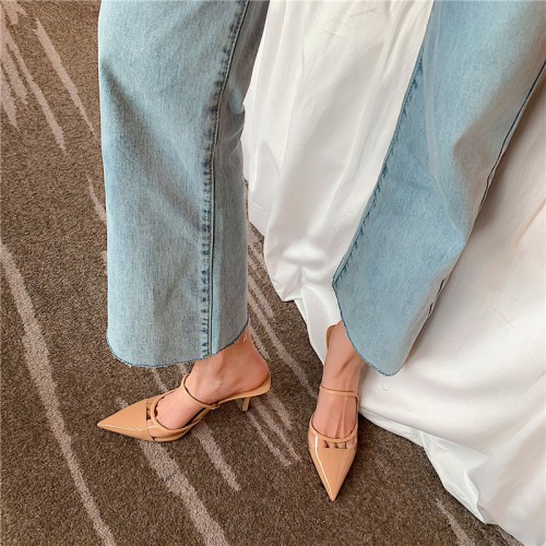 New transparent hollow high-heeled pointed slippers