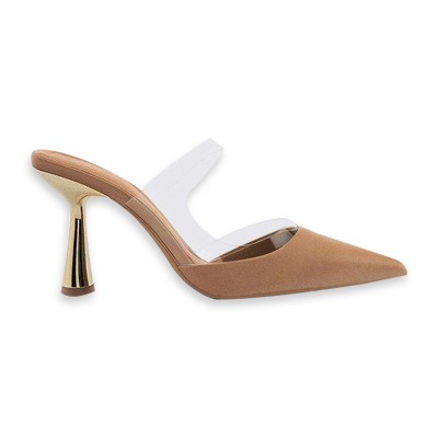 Elegant transparent hollow high-heeled pointed slippers