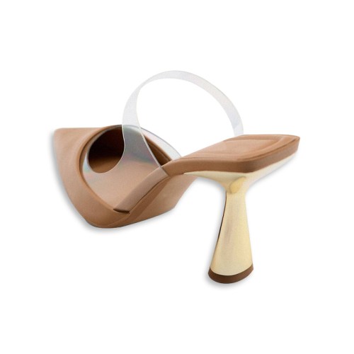 Elegant transparent hollow high-heeled pointed slippers