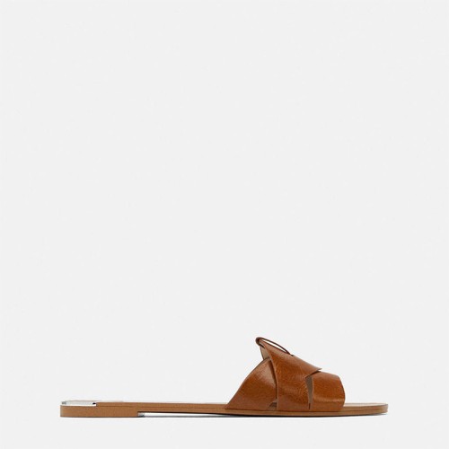Summer round toe cross strap ladies flat slippers