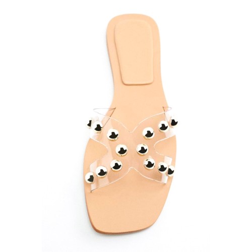 Simple and elegant rivet women's flat slippers