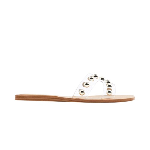 Simple and elegant rivet women's flat slippers