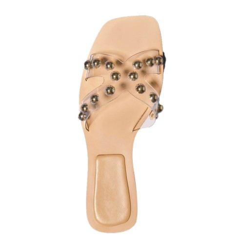 Simple and elegant rivet women's flat slippers