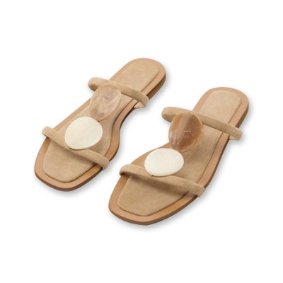Fashion breathable stone beads ladies flat slippers