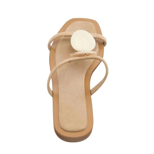 Fashion breathable stone beads ladies flat slippers