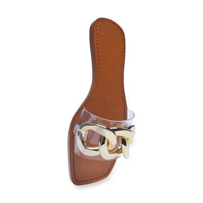 New style metal chain ladies flat slippers