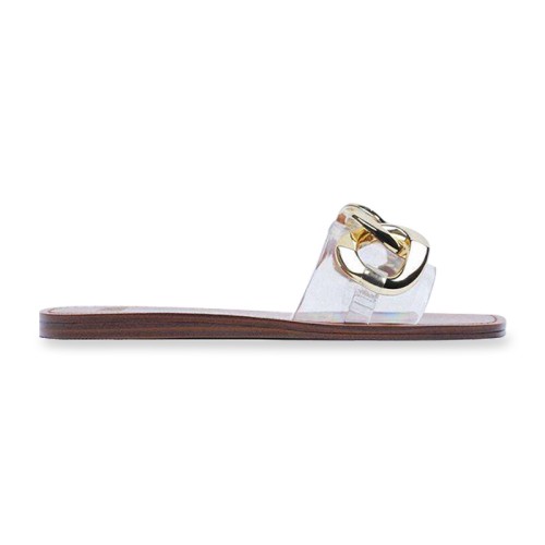 New style metal chain ladies flat slippers