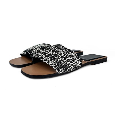 Lightweight hemp rope braided women's flat slippers