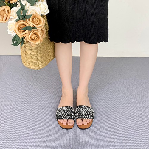 Lightweight hemp rope braided women's flat slippers