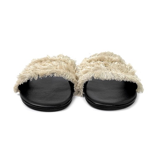 Round toe tassel decorated women's flat slippers