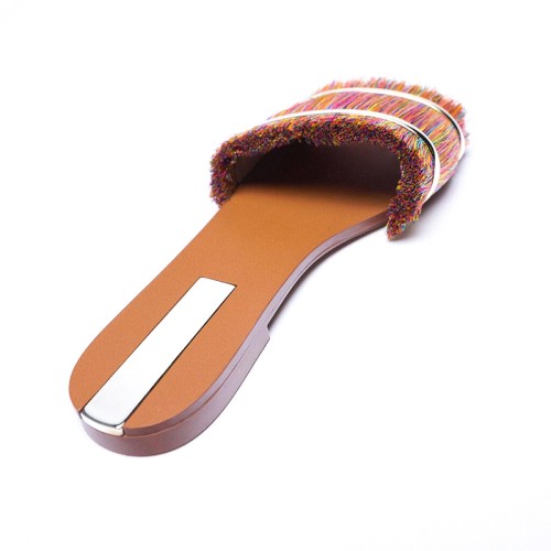 New style colorful tassel women's flat slippers