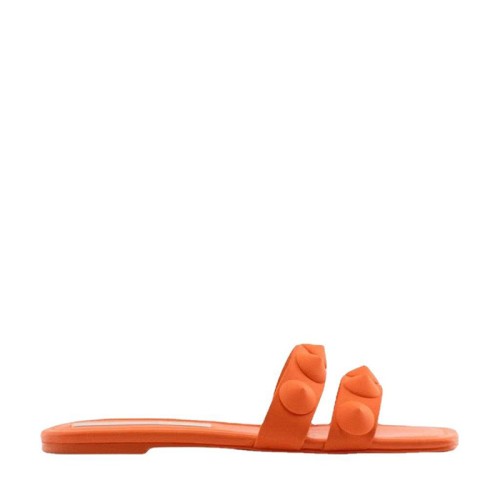 Square toe rubber studded women's flat slippers
