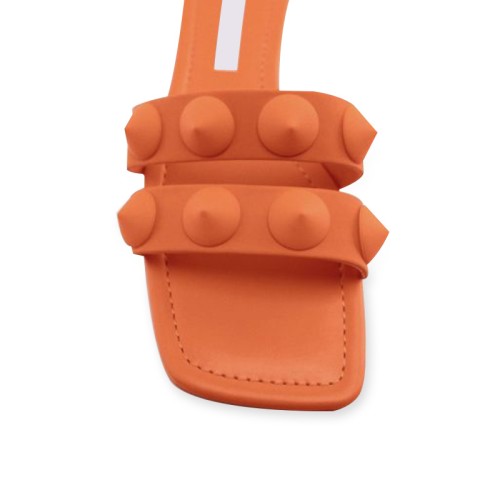Square toe rubber studded women's flat slippers