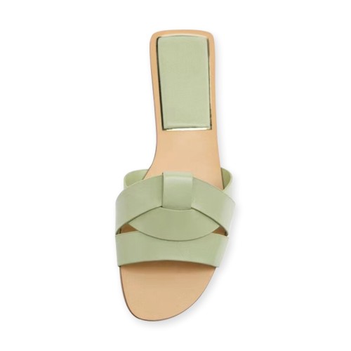 Luxurious woven leather women's flat slippers