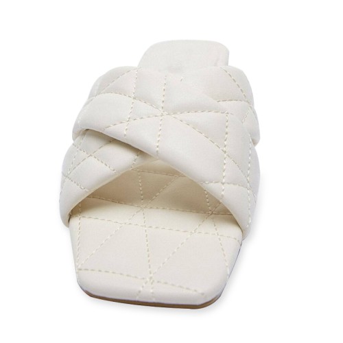 White open toe cross strap women's flat slippers