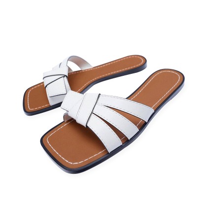 New open toe cross strap women's flat slippers