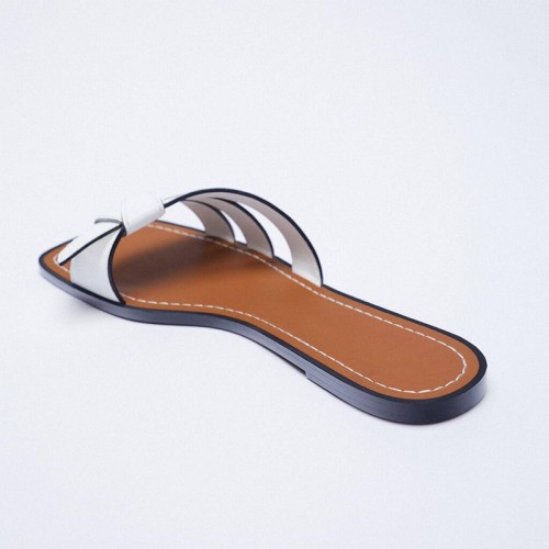 New open toe cross strap women's flat slippers