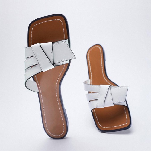 New open toe cross strap women's flat slippers