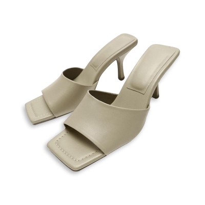 New style square toe high heel open slippers