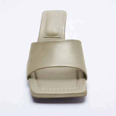 New style square toe high heel open slippers
